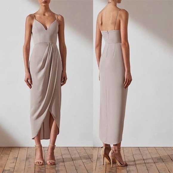 NEW Shona Joy Core Cocktail Dress Formal Gown Oyster Beige Gray US Size 2 - Picture 4 of 14